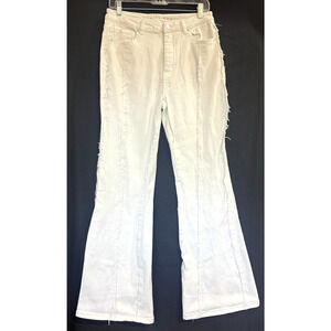 Gemma Rae Womens Y2K‎ Flare Leg Fringe Jeans Size 11 Boho Festival Hippie 30x30